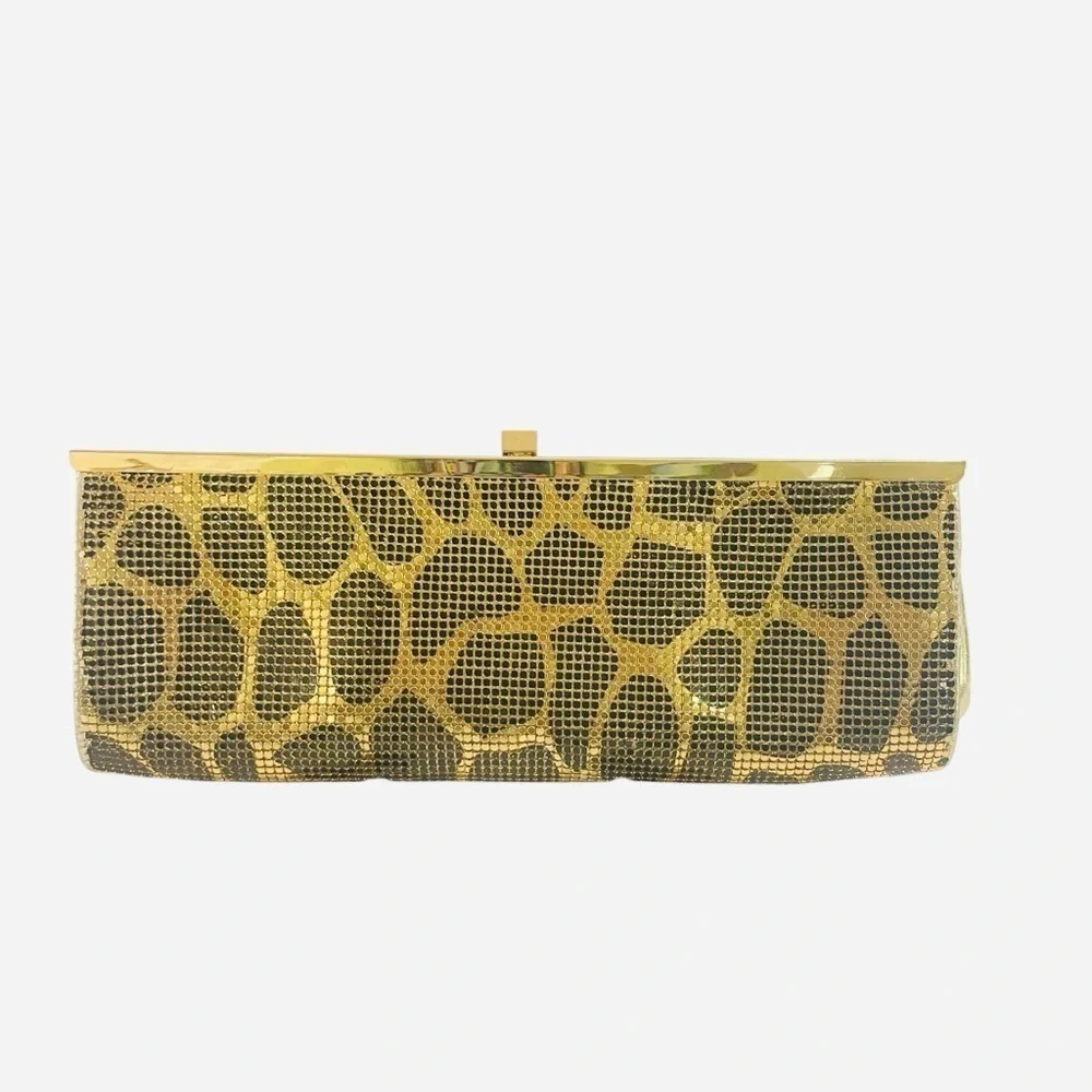 Steve Madden Metallic Gold Animal Print Evening Clutch Purse with Chain Strap